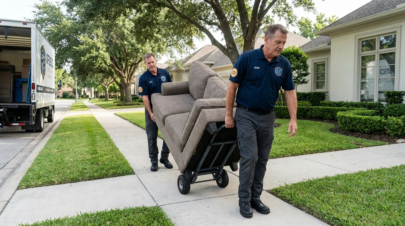 Local residential moving crew loading furniture in Bristol, CT